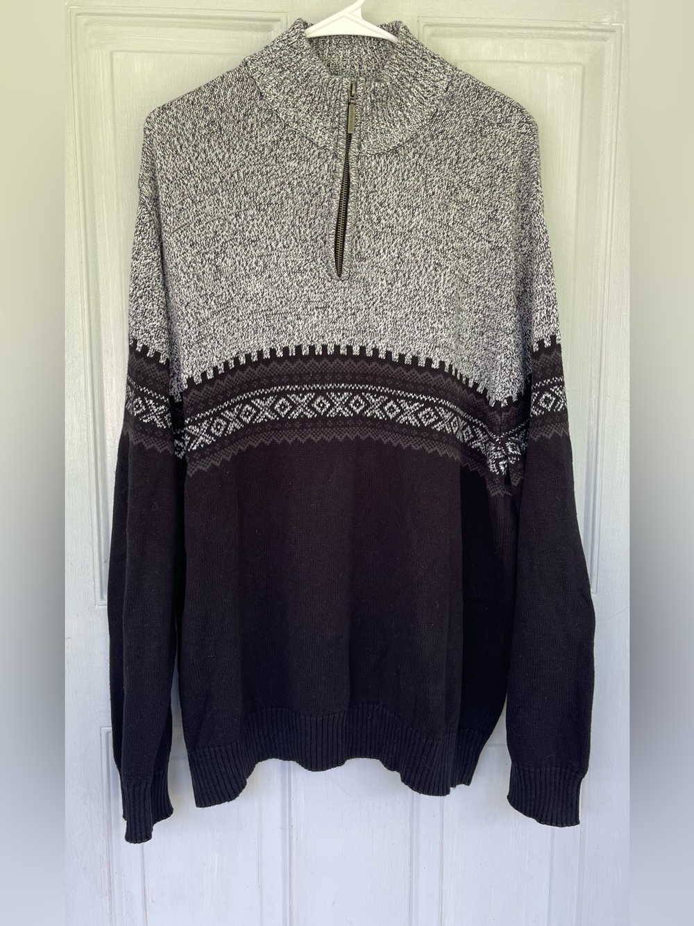 Geoffrey Beene Black and Gray Half-Zip Knit Sweater